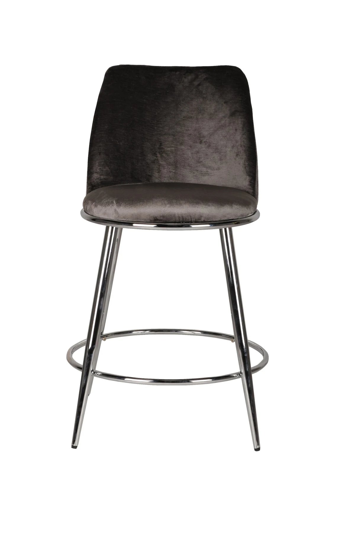 Ensemble de 2 Tabourets de Comptoir Nova - Gris et Chrome