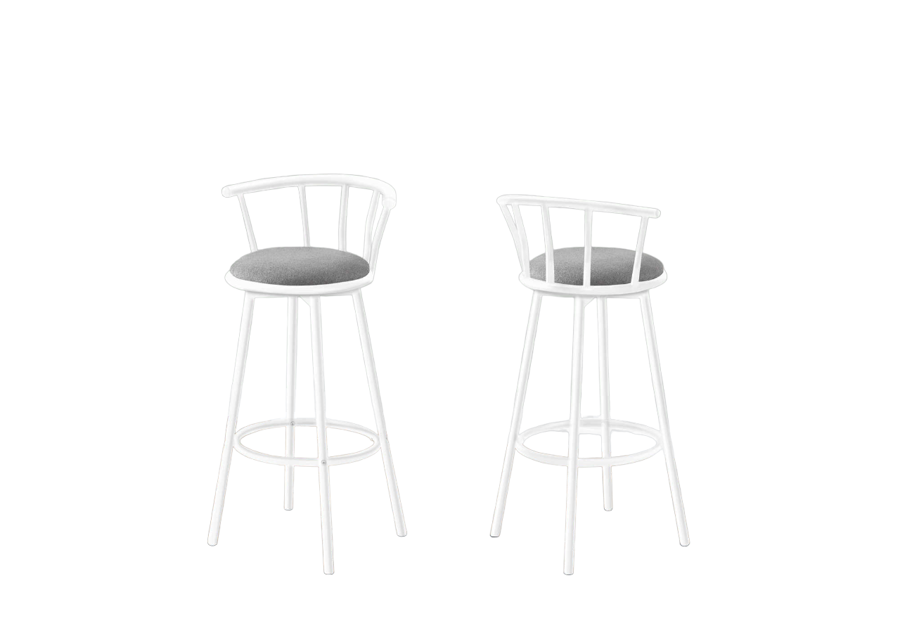 TABOURET DE BAR - 2PCS / 36"H / PIVOTANT / MÉTAL BLANC