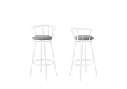 TABOURET DE BAR - 2PCS / 36"H / PIVOTANT / MÉTAL BLANC