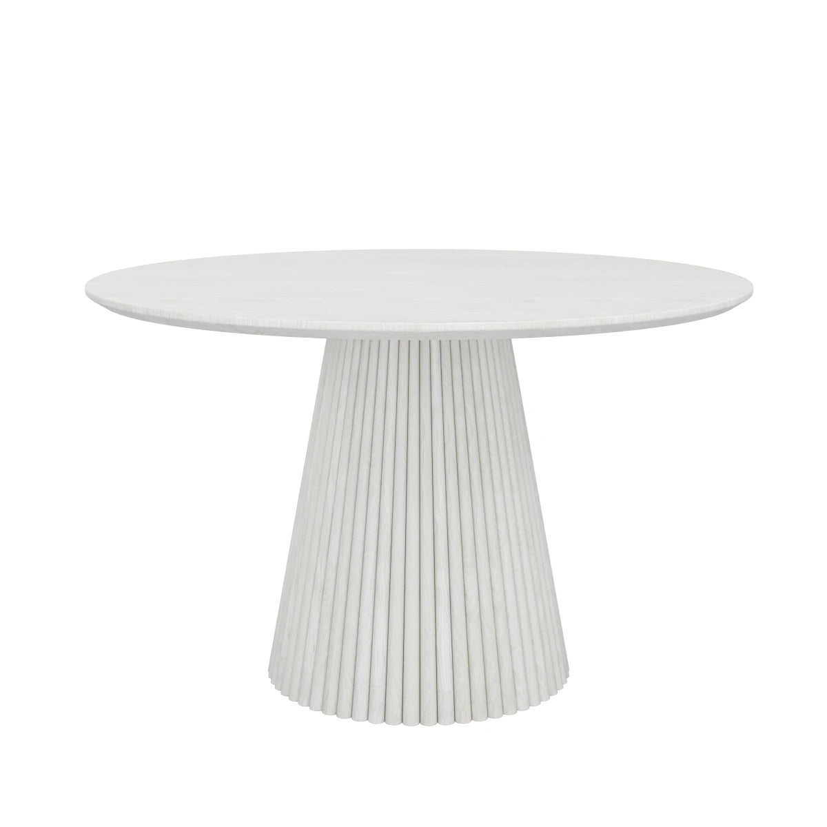 Table à manger ronde en bois Akira - Fini Blanc Lavé