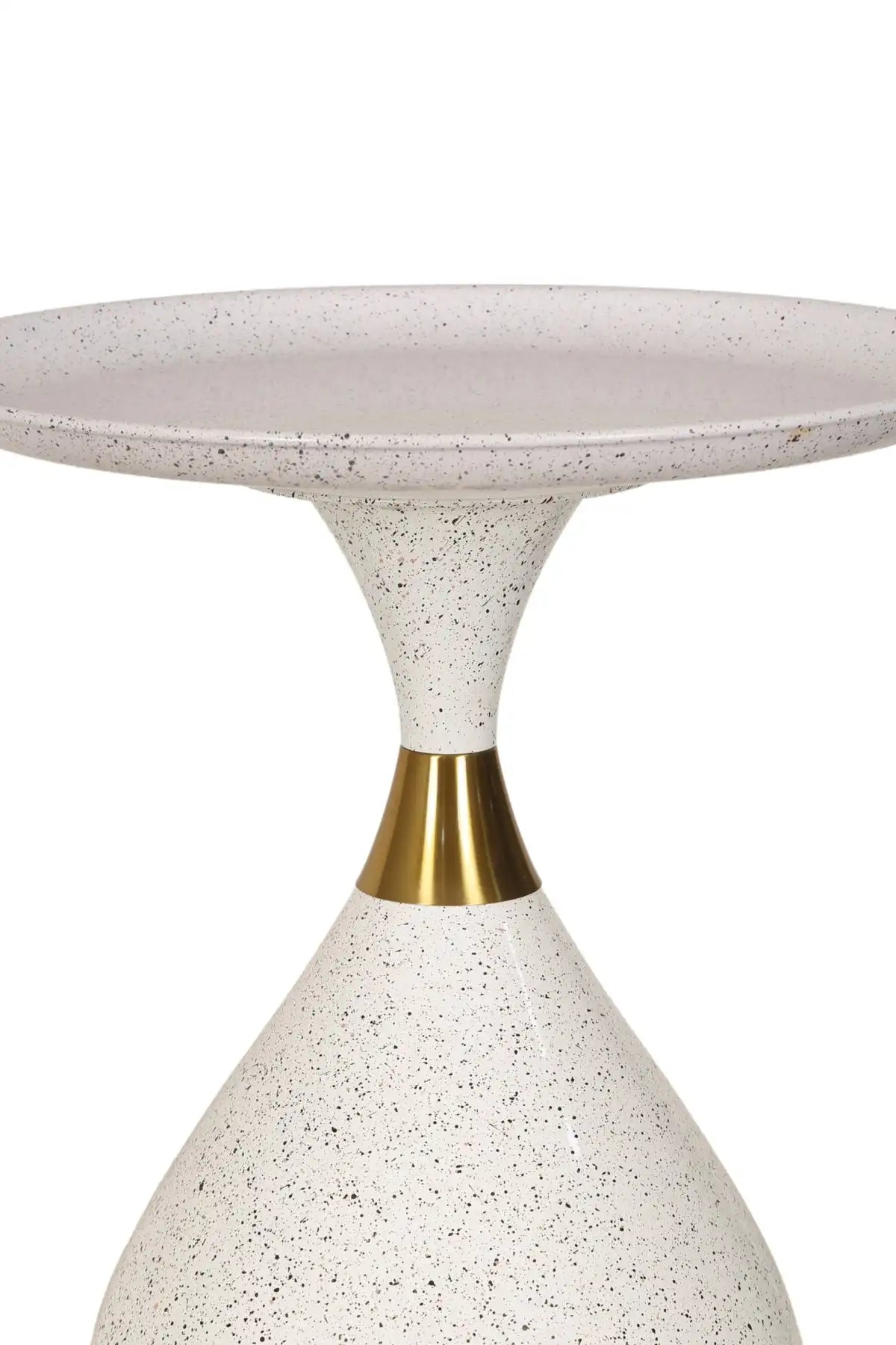 Modèle Nova : Table d'Appoint Blanche aux Courbes Dorées