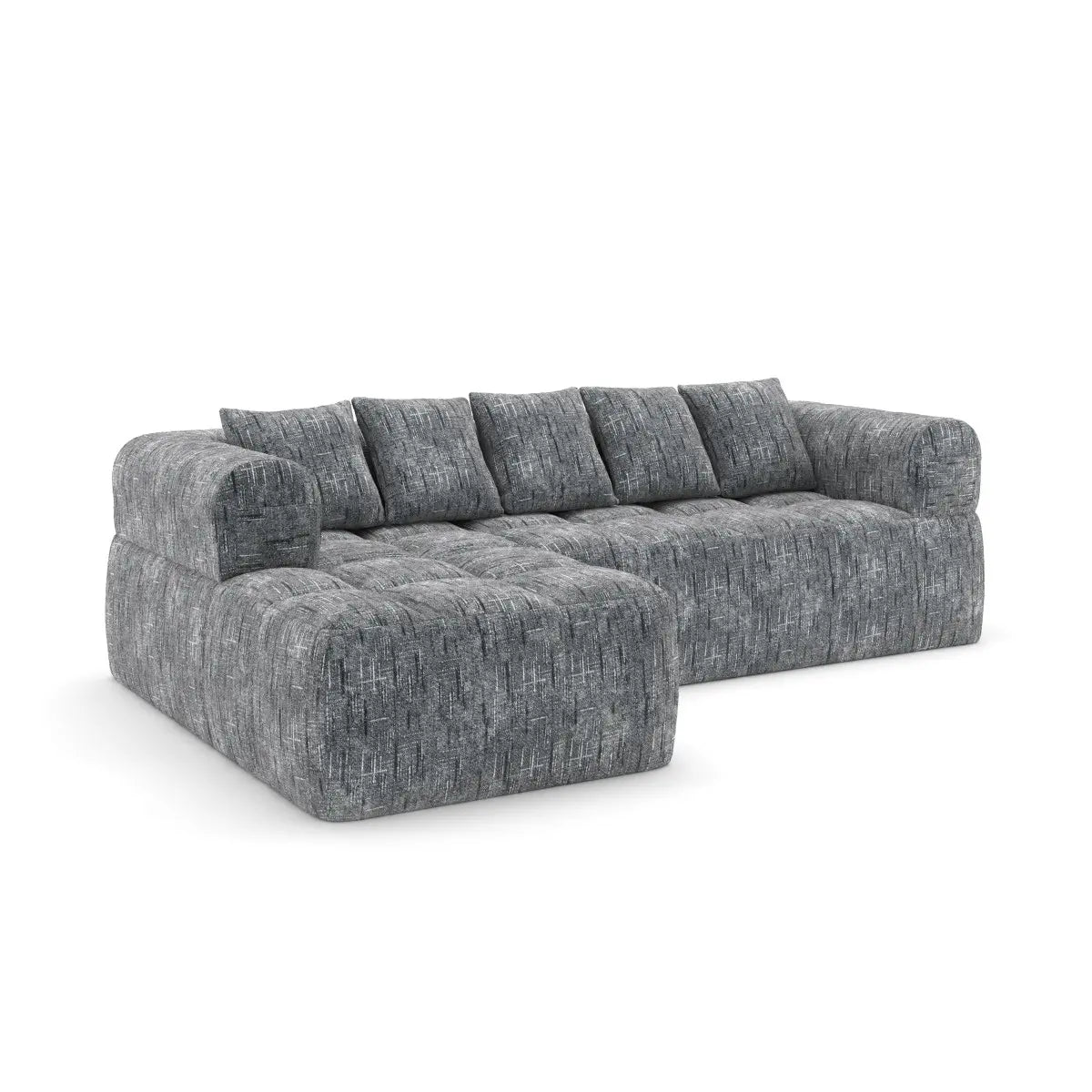 Sectionnel en tissu gris Mason | Ressorts ensachés confort et mousse 30D