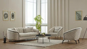 Ensemble de Sofa 3 Pièces Victoria en Tissu Gris et Noir avec Pieds en Acier