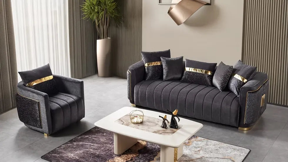 Sofa Confortable 3 Places Avanos en Tissu Beige Luxe