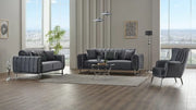 Ensemble de Sofa 3 Pièces Mondo à Lignes Verticales en Velours avec Pieds en Métal