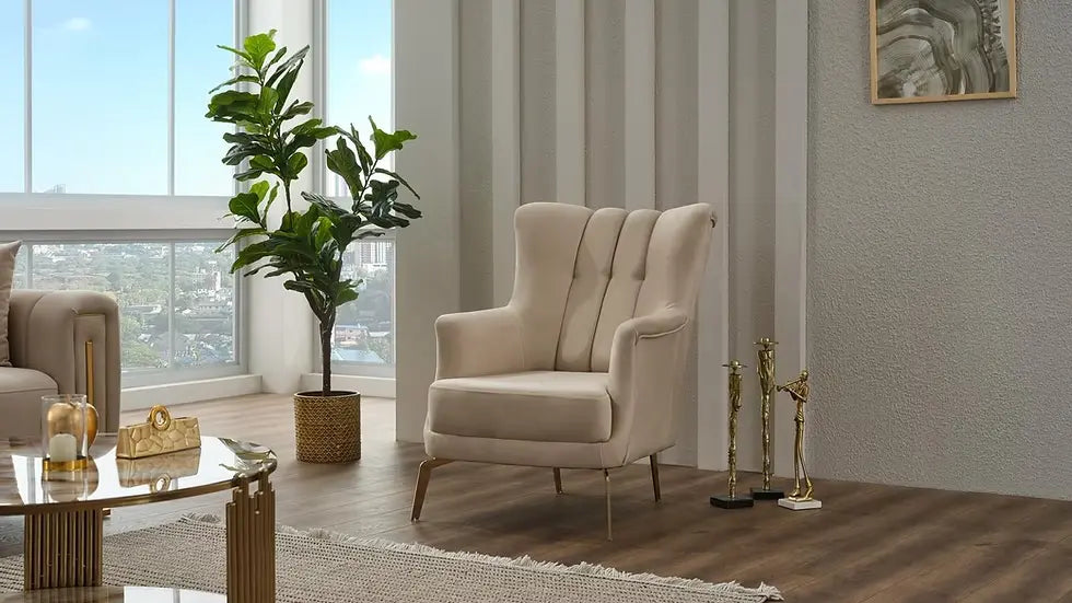 Ensemble de Sofa 3 Pièces Mondo à Lignes Verticales en Velours avec Pieds en Métal