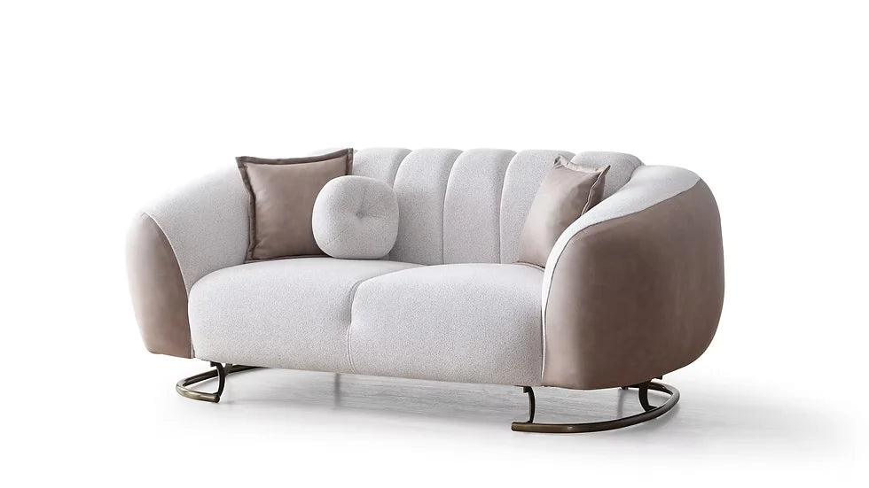 Ensemble de Sofa 3 Pièces Palmera en Tissu Beige et Pieds en Acier