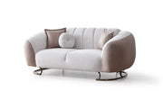 Causeuse Confort 2 Places Palmera en Tissu Beige et Pieds en Acier