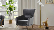 Fauteuil Pivotant Marbella Deluxe en Velours Gris Foncé/Argent et Beige/Or