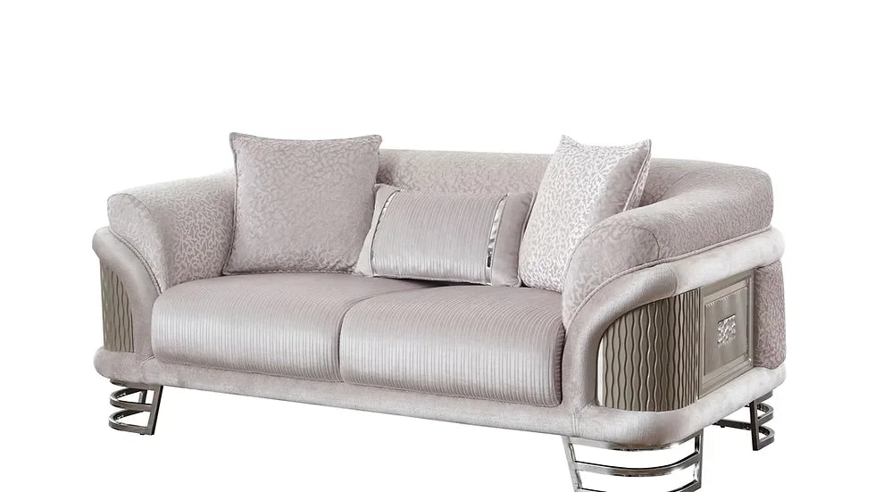 Ensemble Sofa Classique 3 Pièces Versace Luxe en Tissu et Pieds en Acier