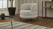 Fauteuil Pivotant Pierra Luxe en Tissu Texturé Gris Clair et Finitions Noires