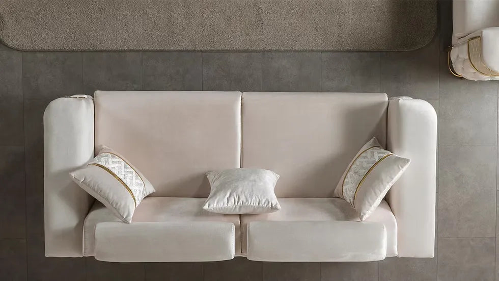 Ensemble Sofa Classique 3 Pièces Nepal Luxe en Tissu Beige