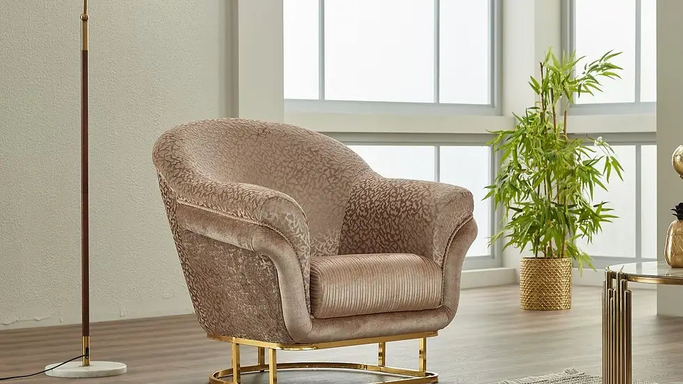 Ensemble Sofa Classique 3 Pièces Versace Luxe en Tissu et Pieds en Acier