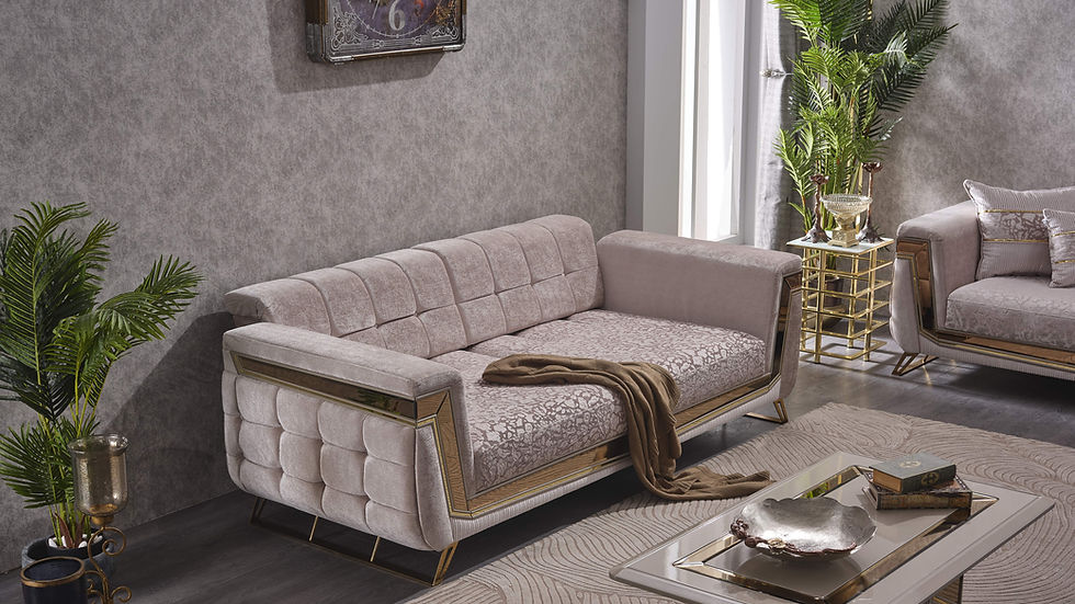 Ensemble de sofa MAXIMO beige et doré (3+2+1)