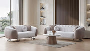 Ensemble de Sofa 3 Pièces Palmera en Tissu Beige et Pieds en Acier