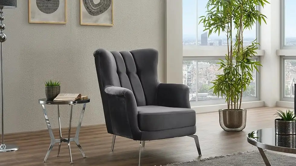 Ensemble de Sofa 3 Pièces Mondo à Lignes Verticales en Velours avec Pieds en Métal