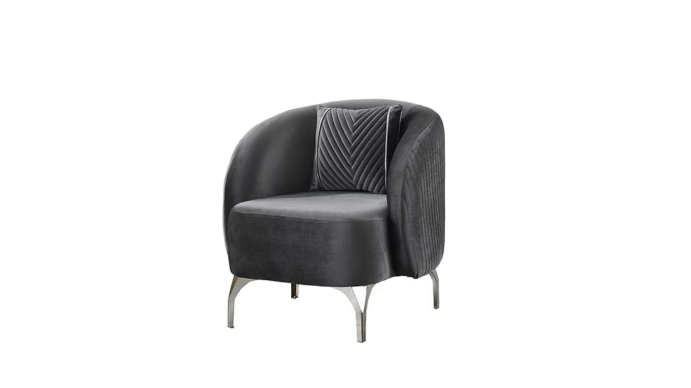Fauteuil Pivotant Loft Deluxe en Velours Haut de Gamme Beige et Gris Foncé