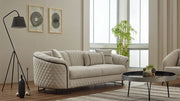 Sofa Confortable 3 Places Victoria en Tissu et Pieds en Acier