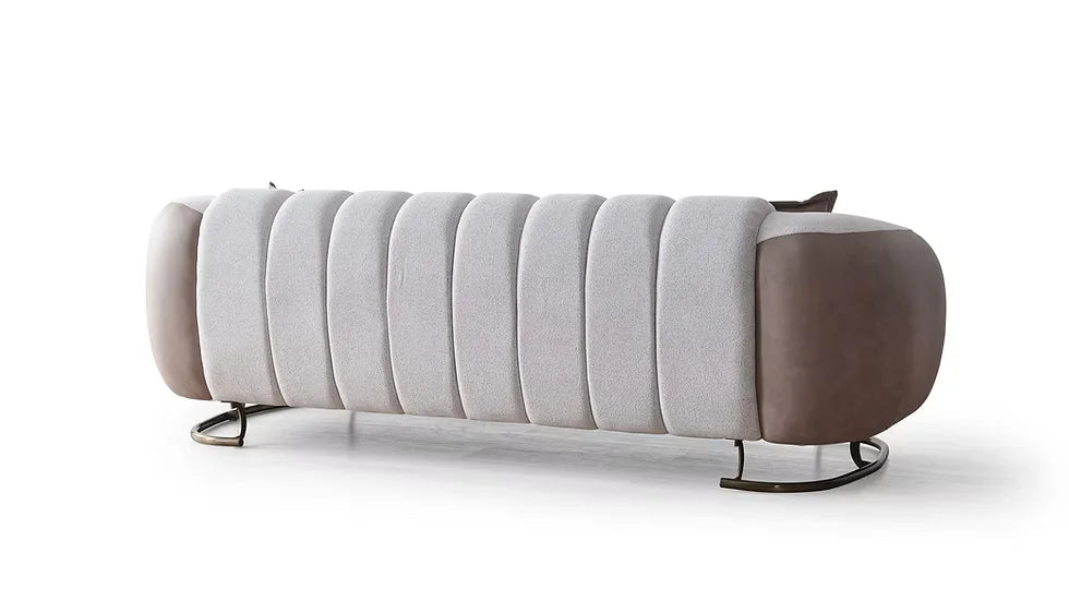 Ensemble de Sofa 3 Pièces Palmera en Tissu Beige et Pieds en Acier
