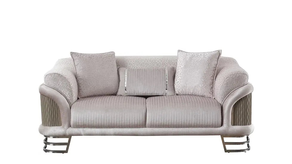 Ensemble Sofa Classique 3 Pièces Versace Luxe en Tissu et Pieds en Acier
