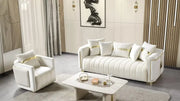 Sofa Confortable 3 Places Avanos en Tissu Beige Luxe