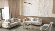 Ensemble Sofa Classique 3 Pièces Nepal Luxe en Tissu Beige