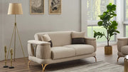 Causeuse Lit Transformable Clic-Clac Loft Deluxe en Velours Beige et Gris Foncé