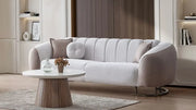 Sofa Confortable 3 Places Palmera en Tissu Beige et Pieds en Acier