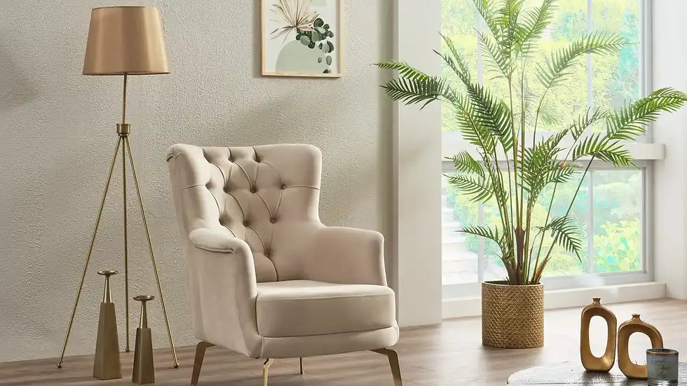 Ensemble de Sofa 3 Pièces Mondo Capitonné en Velours avec Pieds en Métal