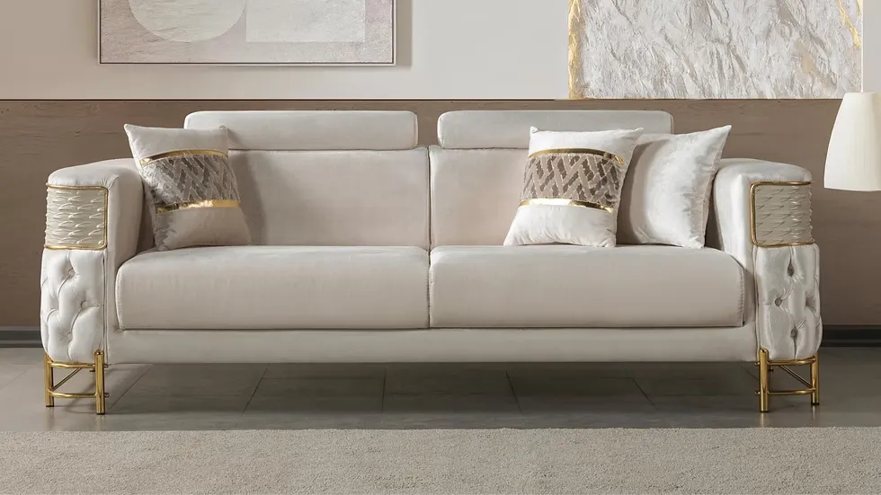 Ensemble Sofa Classique 3 Pièces Nepal Luxe en Tissu Beige