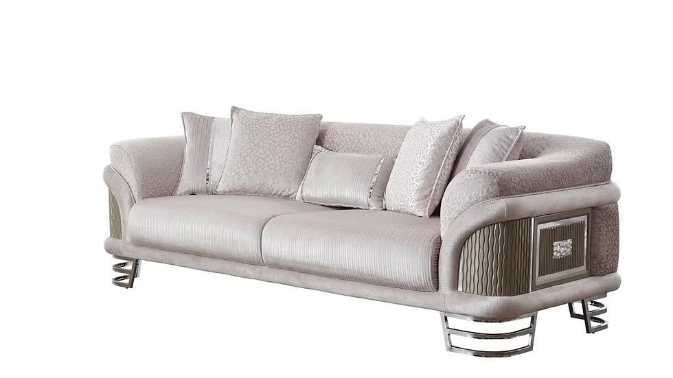 Ensemble Sofa Classique 3 Pièces Versace Luxe en Tissu et Pieds en Acier