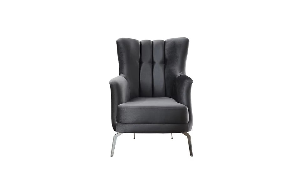 Ensemble de Sofa 3 Pièces Mondo à Lignes Verticales en Velours avec Pieds en Métal