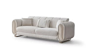 Sofa Confortable 3 Places Alfa en Tissu Beige et Finition Marbre
