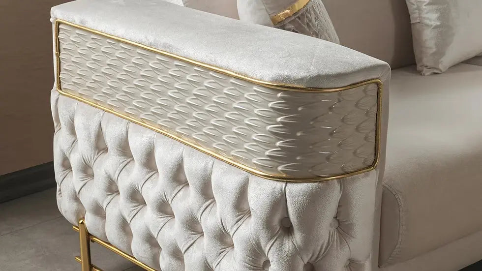 Ensemble Sofa Classique 3 Pièces Nepal Luxe en Tissu Beige