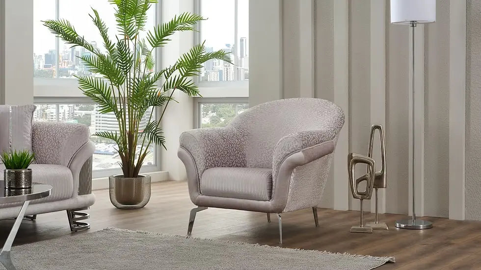 Ensemble Sofa Classique 3 Pièces Versace Luxe en Tissu et Pieds en Acier