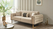 Sofa Confortable 3 Places Mondo Capitonné en Velours avec Pieds en Métal