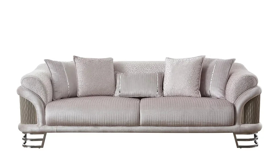 Sofa Confortable 3 Places Versace Luxe en Tissu et Pieds en Acier
