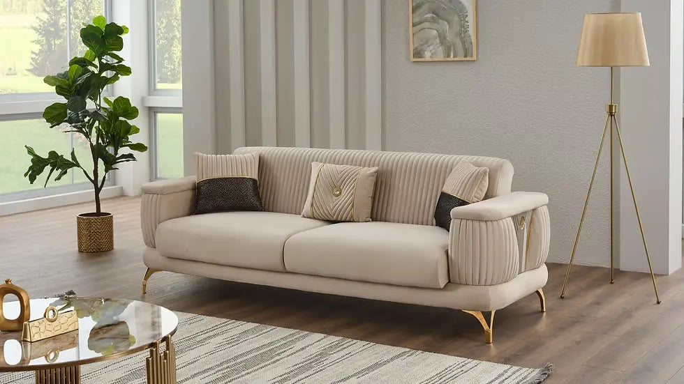 Ensemble de Sofa 3 Pièces Transformable en Lit Loft Deluxe en Velours Gris Foncé
