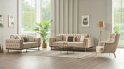 Ensemble de Sofa 3 Pièces Mondo Capitonné en Velours avec Pieds en Métal