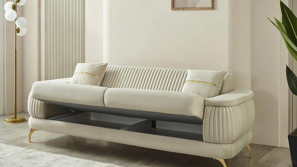 Ensemble de Canapé RESITAL Deluxe Beige&amp;Or (3+2+1)