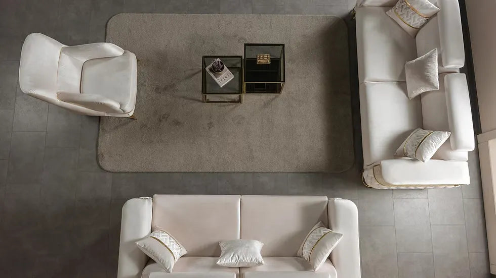 Ensemble Sofa Classique 3 Pièces Nepal Luxe en Tissu Beige