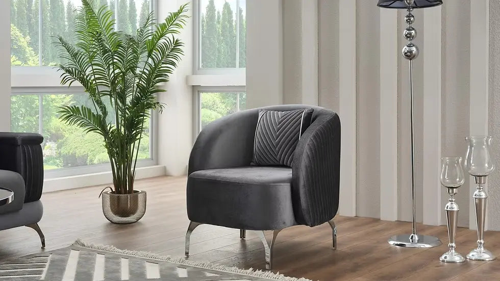 Ensemble de Sofa 3 Pièces Transformable en Lit Loft Deluxe en Velours Gris Foncé