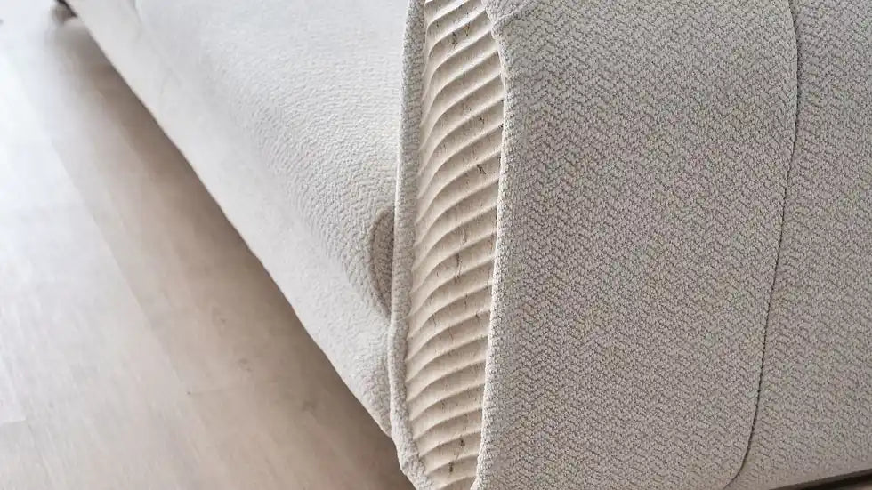 Causeuse Confort 2 Places Alfa en Tissu Beige et Finition Marbre