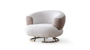 Fauteuil d'Appoint Palmera Grand Confort en Tissu Beige et Pieds en Acier