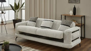 Causeuse Lit Transformable Clic-Clac Pierra en Tissu Texturé Gris Clair