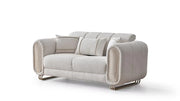 Causeuse Confort 2 Places Alfa en Tissu Beige et Finition Marbre