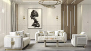 Ensemble Sofa Classique 3 Pièces Avanos Luxe en Tissu Beige