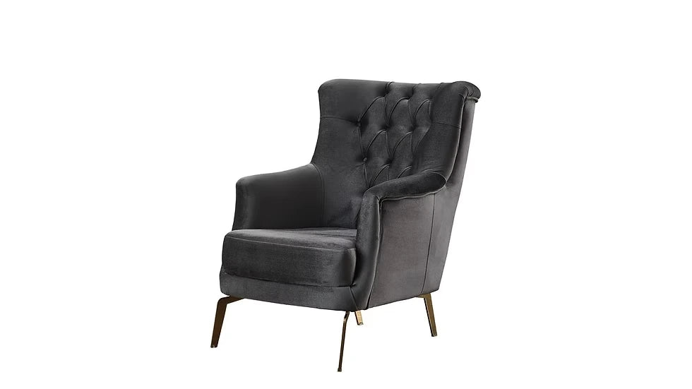Ensemble de Sofa 3 Pièces Mondo Capitonné en Velours avec Pieds en Métal