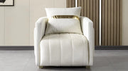 Fauteuil d'Appoint Avanos Luxe en Tissu Beige et Noir