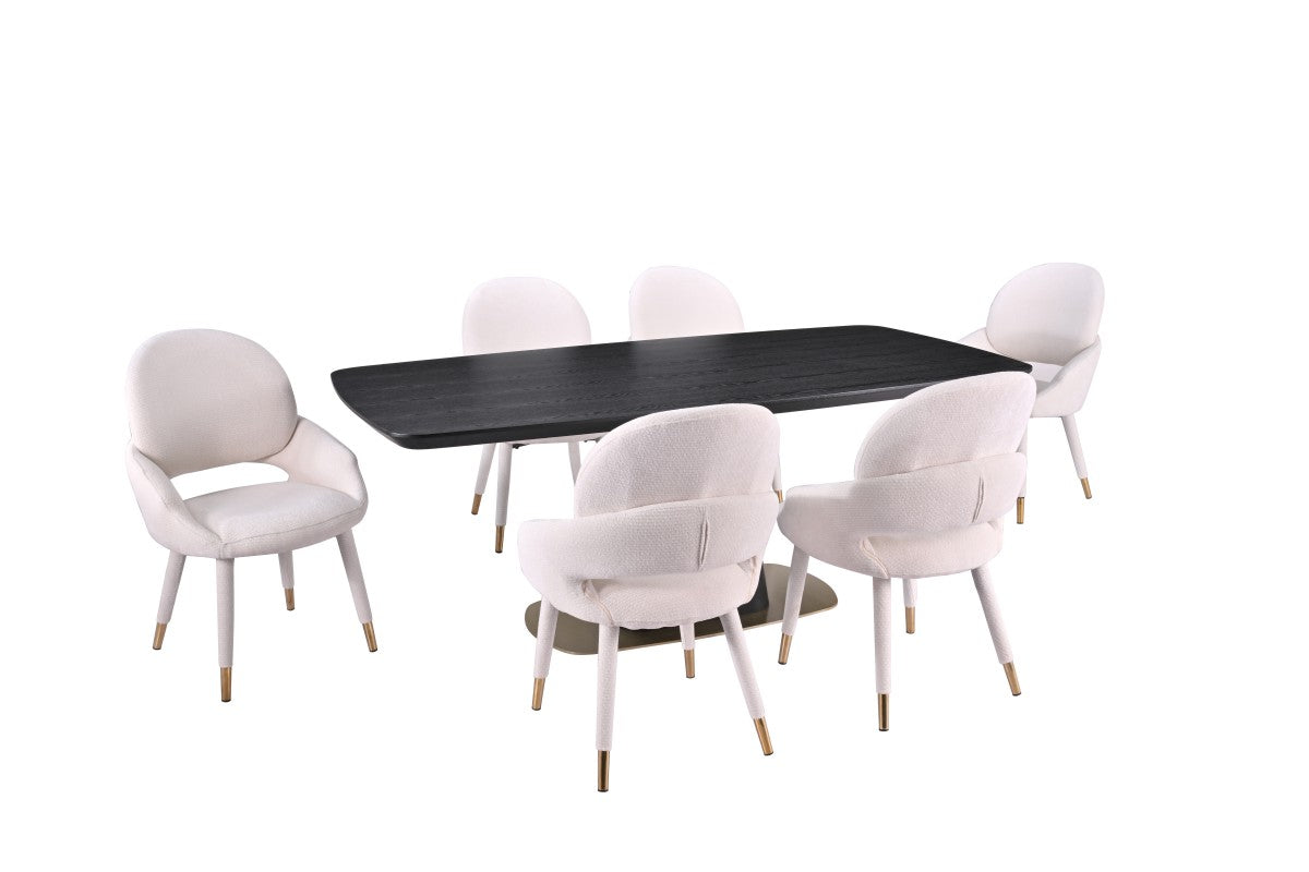 Ensemble à dîner Demetri | Table à piédestal artistique et 6 chaises